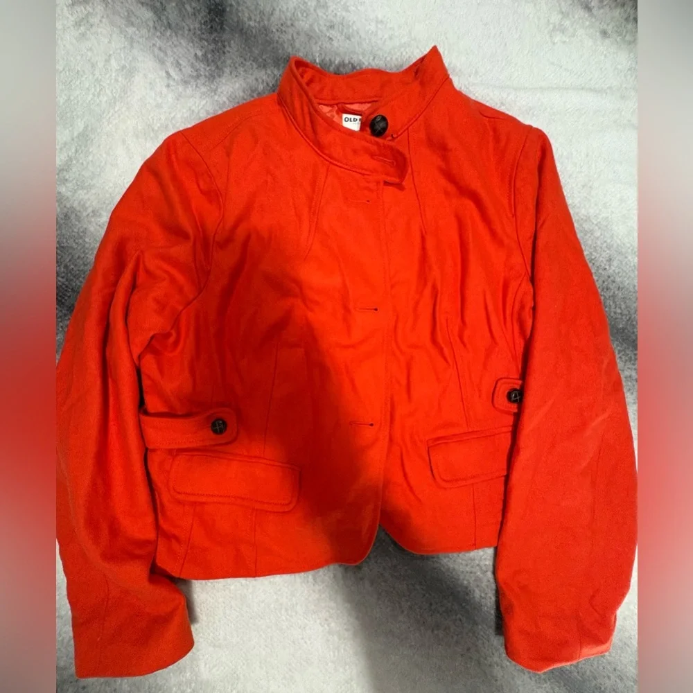 Old Navy Women’s Funnel Neck‎ Military-Style Jacket Coat Bright Orange XL